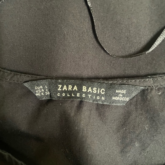 Zara black ruffled blouse size large cotton - Picture 6 of 6